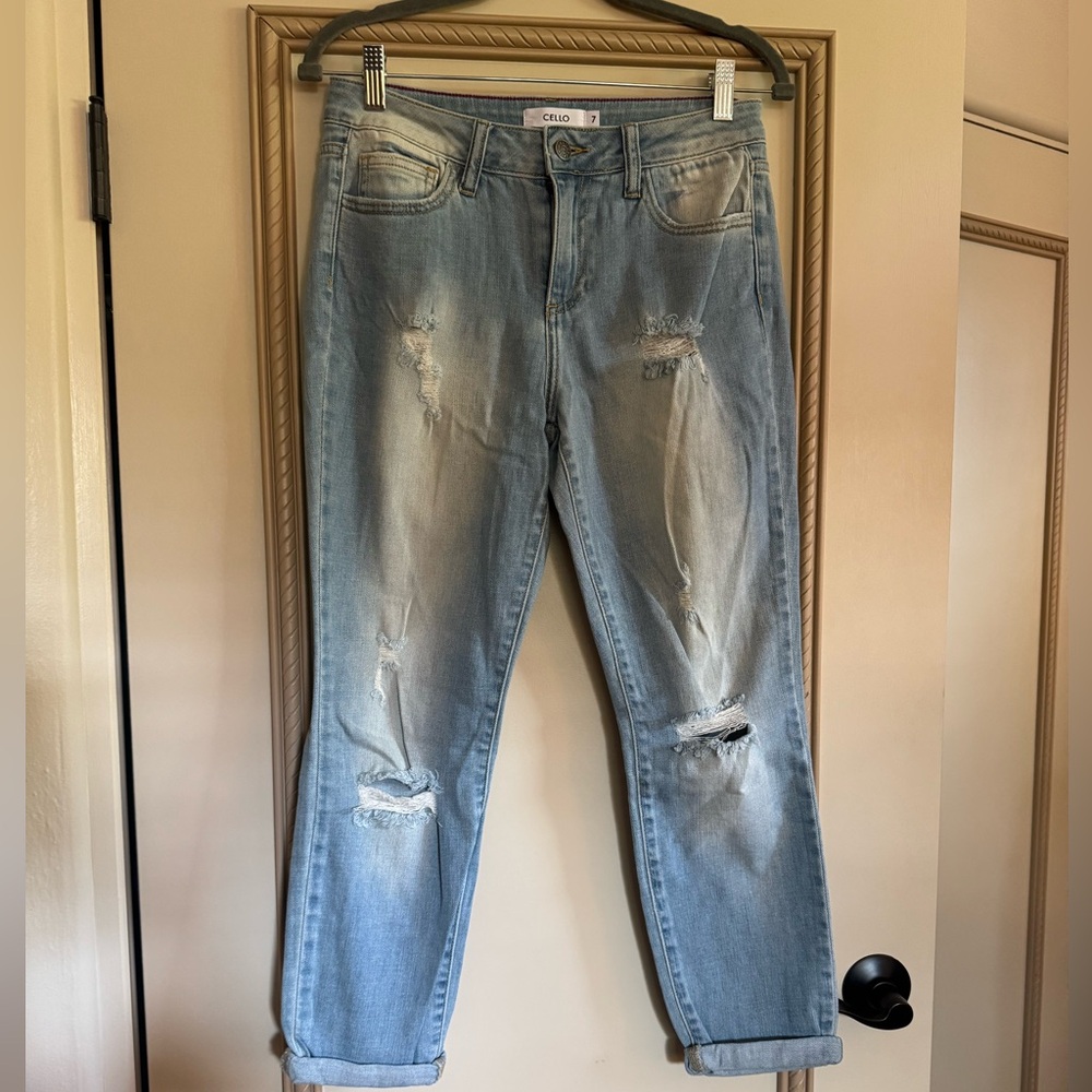 Cello Light Blue Distressed Boyfriend Jeans